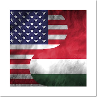 USA Hungary Dual Yin Yang Flag Posters and Art